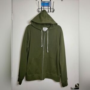 Pact (Sz XL) Men's Olive Green Full Zip LS Slip Pocket Drawstring Hoodie Jacket